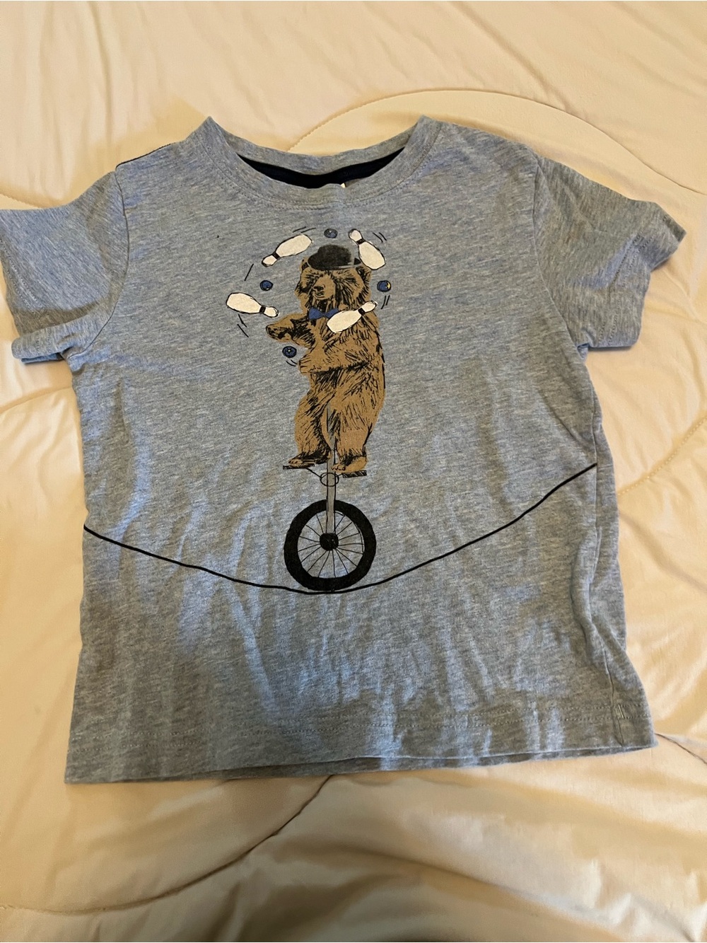Hanna Anderson Kids Grey Bear Juggling Graphic Tee